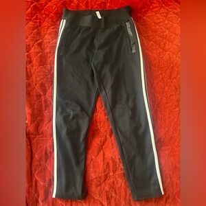 ADIDAS Women’s small (8-10) black + white stripes elastic waist, tapered pants